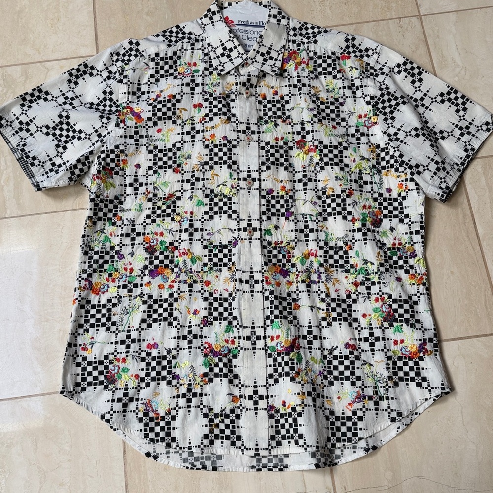 Vintage Robert Graham Short Sleeve, Button Down Embroidered, Masterpiece Shirt